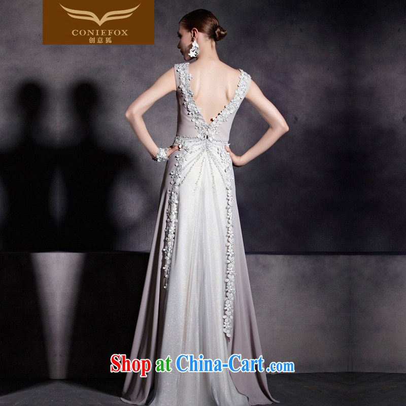Creative Fox Evening Dress New Long banquet dress shoulders V for cultivating dress will preside over dress up beauty, with 81,859 dresses picture is XXL, creative Fox (coniefox), online shopping