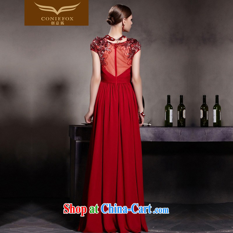 Creative Fox Evening Dress new noble bows dress red package shoulder graphics thin dress bridal wedding dress welcome kit cultivating long skirt 81,939 picture color XXL, creative Fox (coniefox), online shopping