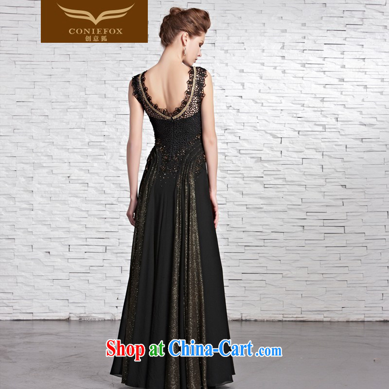 Creative Fox Evening Dress stylish double-shoulder dress long cultivating black dress long skirt lace Red Carpet dress show hosted 81,585 dresses picture color S, creative Fox (coniefox), online shopping