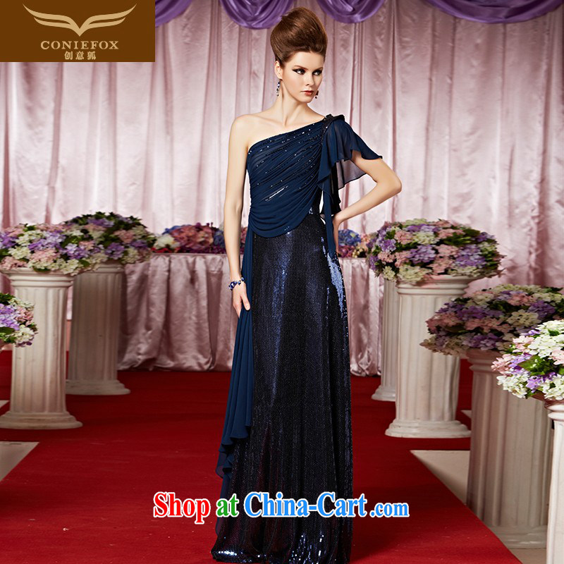 Creative Fox Evening Dress stylish single shoulder banquet dress elegant fall beauty dress skirt and elegant luxury, the concert dress 30,215 picture color XXL