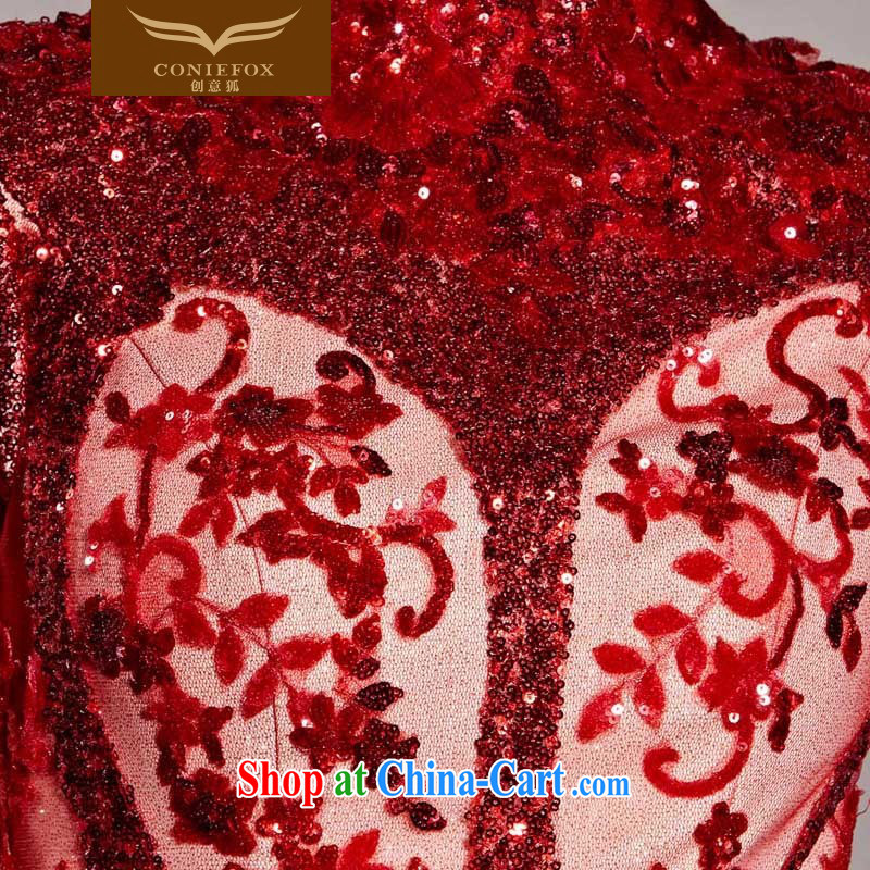 Creative Fox Evening Dress red evening dress toast crowsfoot bridal fall dress dress wedding dress dresses hospitality service long-tail 81,928 picture color M, creative Fox (coniefox), online shopping