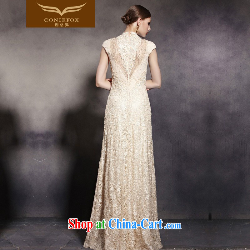 Creative Fox Evening Dress new lace retro dress elegant long, elegant banquet dress and American style beauty dress presided over 81,922 dress picture color M, creative Fox (coniefox), online shopping