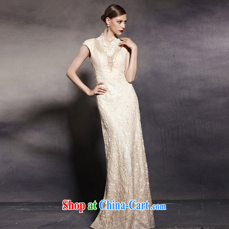 Creative Fox Evening Dress new lace retro dress elegant long, elegant banquet dress and American style beauty dress presided over 81,922 dress picture color M, creative Fox (coniefox), online shopping