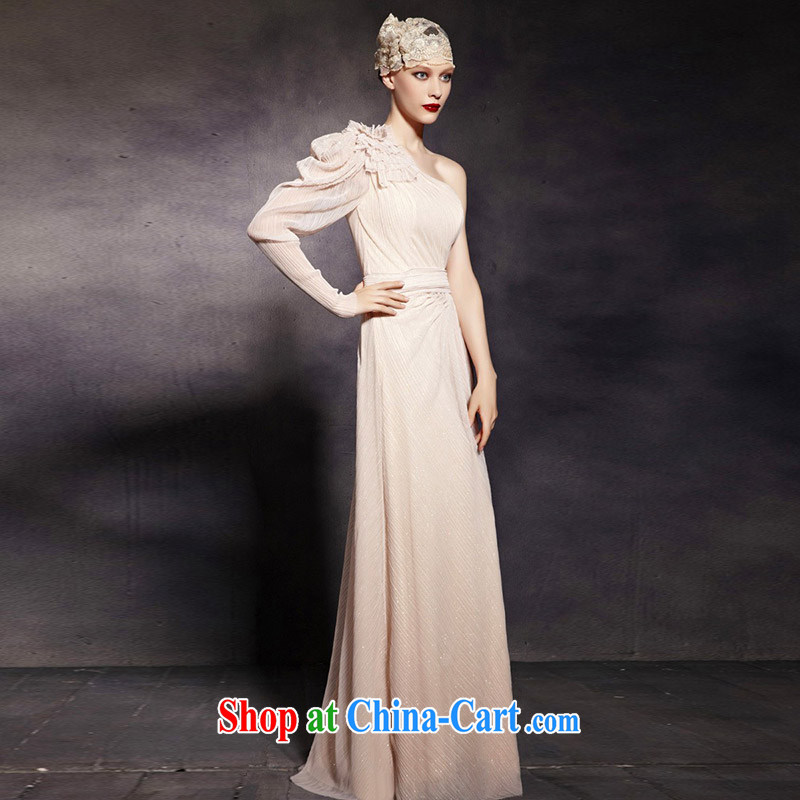 Creative Fox dress and elegant name yuan evening dress single shoulder long-sleeved fall dress uniform toasting Banquet hosted wedding dresses wedding dress welcome serving 81,920 picture color XXL, creative Fox (coniefox), online shopping
