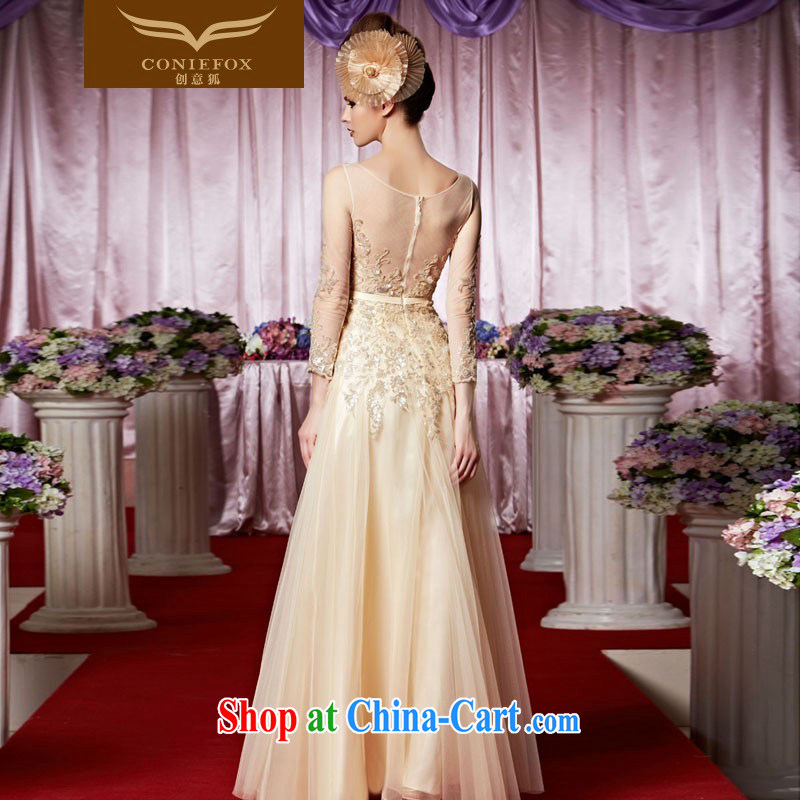 Creative Fox Evening Dress elegant long banquet dress long sleeved Evening Dress toast stage the dress bridal wedding dress welcome serving 30,339 picture color XXL, creative Fox (coniefox), online shopping