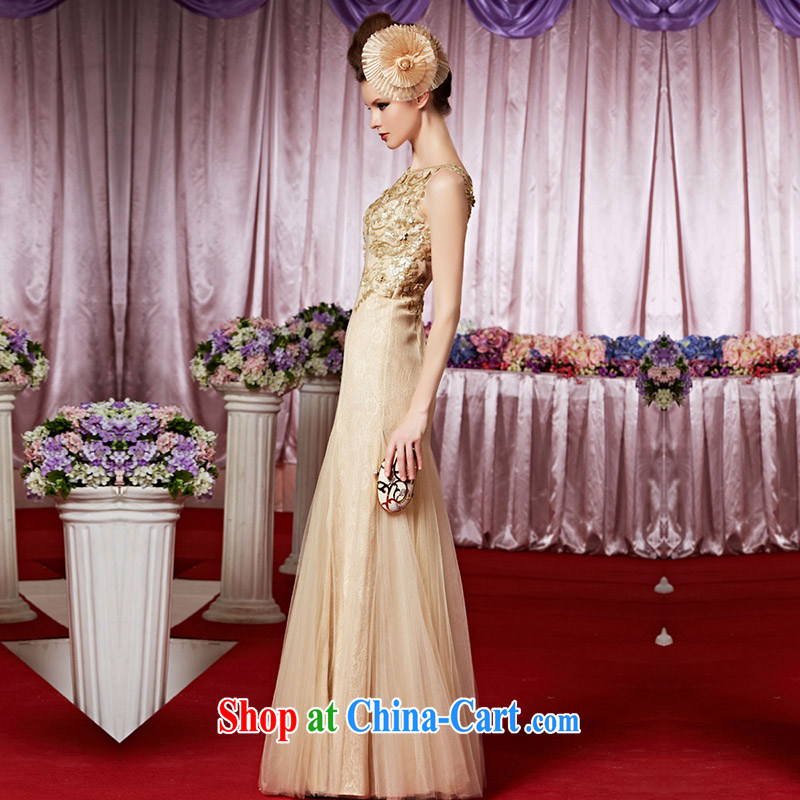 Creative Fox Evening Dress gold elegant banquet dress fall to dress the annual dress shoulders, hospitality service long skirt 30,368 picture color XXL, creative Fox (coniefox), online shopping