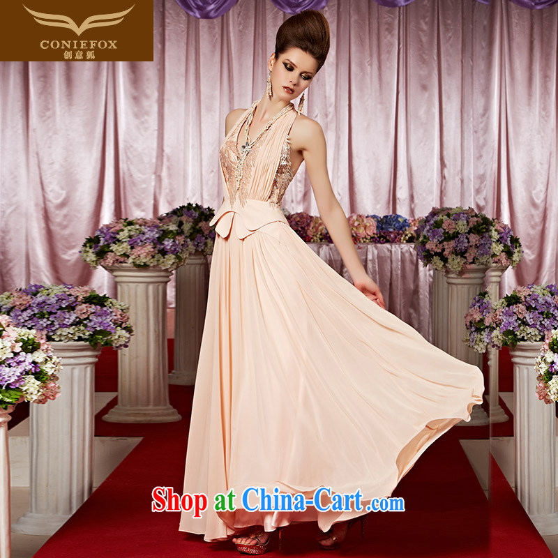 Creative Fox Evening Dress new banquet dress Deep V is also sexy wedding dresses exhibition dress pink bridal wedding dress welcome serving 30,369 picture color XXL, creative Fox (coniefox), online shopping