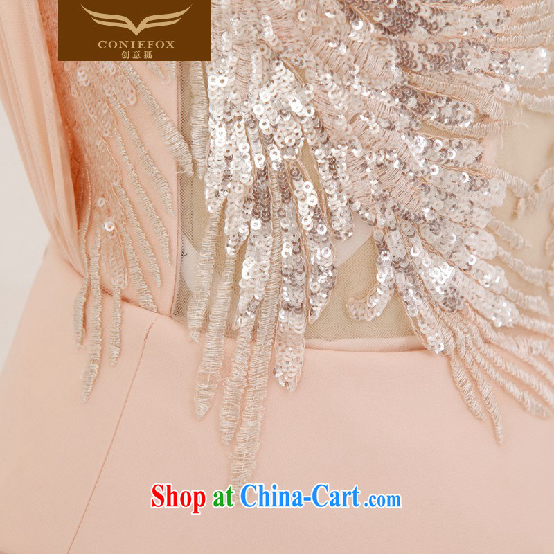 Creative Fox Evening Dress new banquet dress Deep V is also sexy wedding dresses exhibition dress pink bridal wedding dress welcome serving 30,369 picture color XXL, creative Fox (coniefox), online shopping