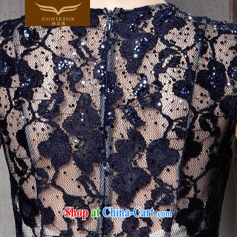 Creative Fox dress spring new, only the US lace Evening Dress blue package shoulder banquet dress Red Carpet dress the dress uniforms 81,869 picture color L, creative Fox (coniefox), online shopping