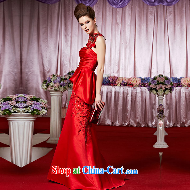 Creative Fox Evening Dress New Red bridal toast wiped his chest long evening dress high waist beauty wedding dress dress wedding hospitality service 30,385 picture color XXL, creative Fox (coniefox), online shopping