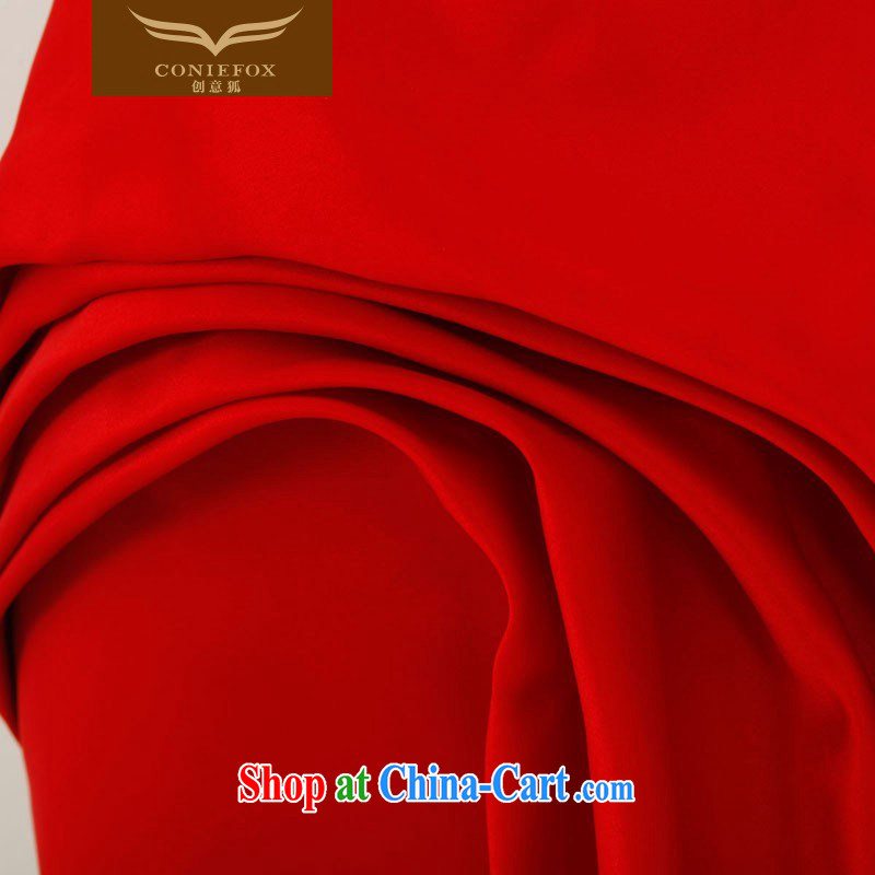 Creative Fox Evening Dress bridal toast dress Red double-shoulder-tail fall dress collection wedding dress waist skirt banquet hospitality service 30,395 picture color XXL, creative Fox (coniefox), online shopping