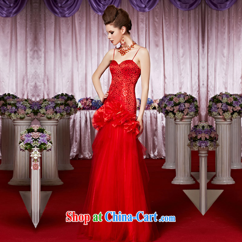 Creative Fox Evening Dress red wiped his chest straps bridal wedding dress high waist-tail toast wedding dresses hospitality service and elegant bridal wedding 30,503 picture color XXL, creative Fox (coniefox), online shopping