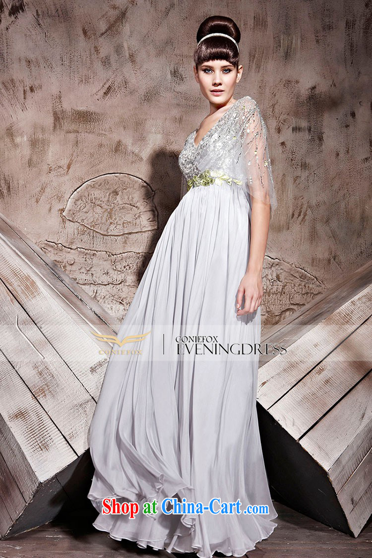 Creative Fox dress V collar long fall dress evening dress uniform toast bridesmaid dress dress elegant and noble conduct annual dress long skirt 81,018 gray L pictures, price, brand platters! Elections are good character, the national distribution, so why buy now enjoy more preferential! Health