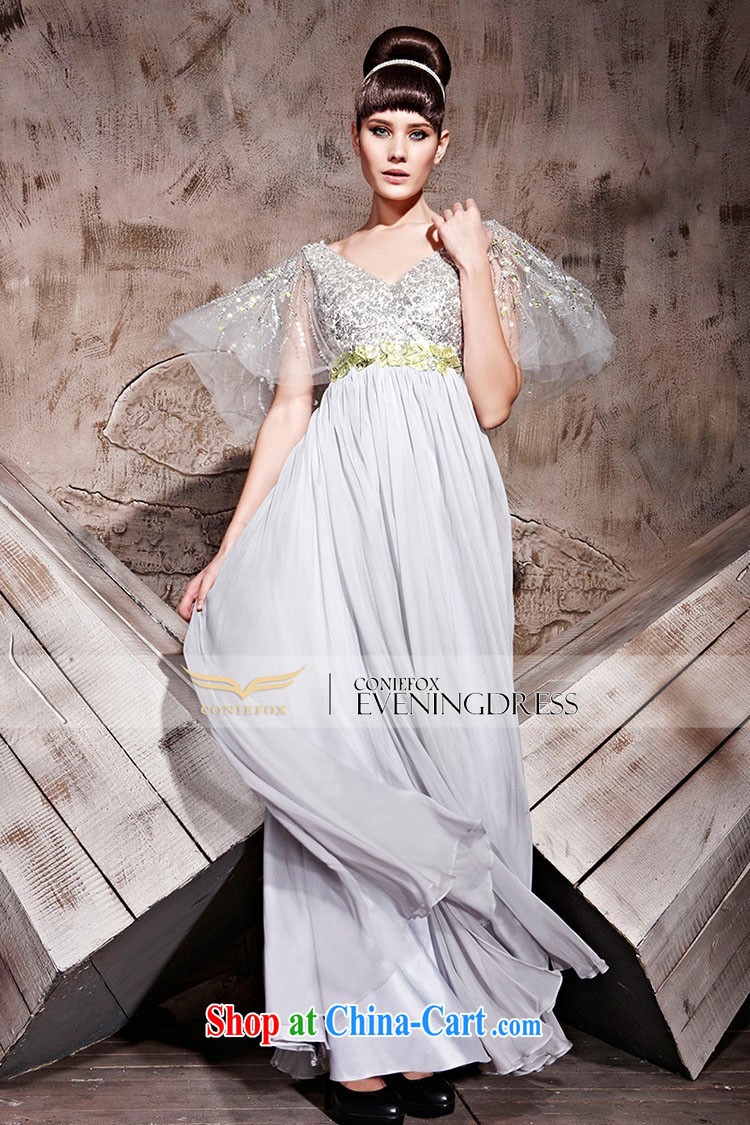 Creative Fox dress V collar long fall dress evening dress uniform toast bridesmaid dress dress elegant and noble conduct annual dress long skirt 81,018 gray L pictures, price, brand platters! Elections are good character, the national distribution, so why buy now enjoy more preferential! Health