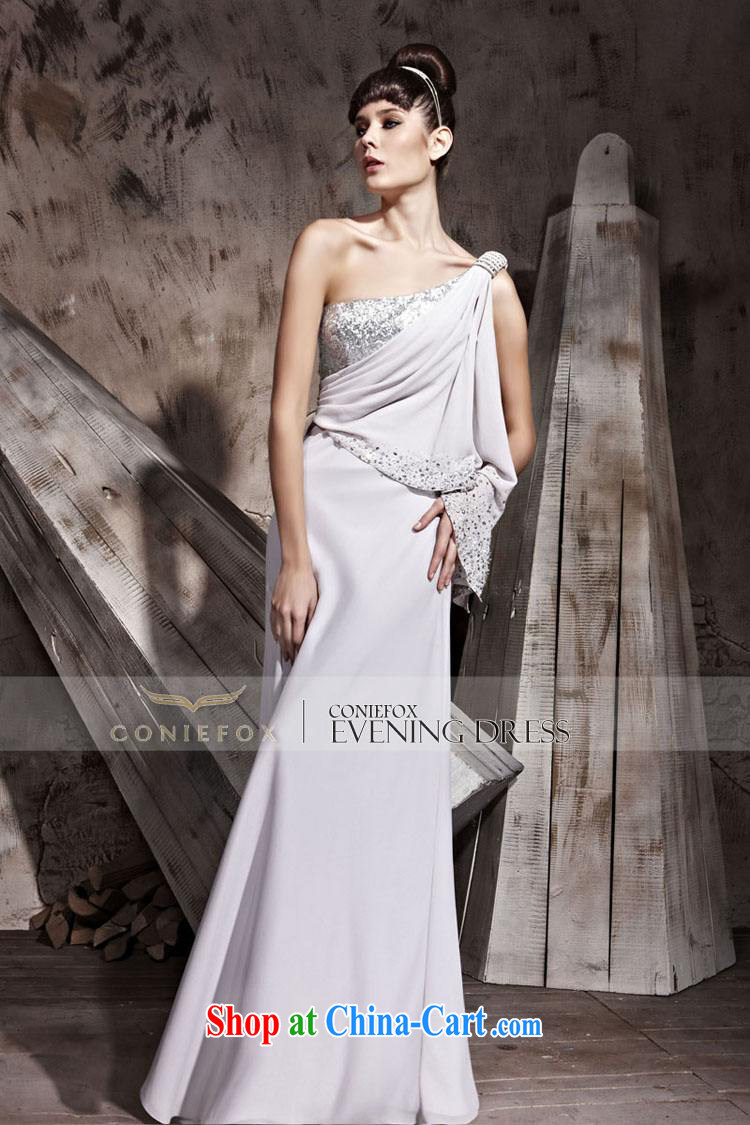 Creative Fox Evening Dress sexy and elegant single shoulder banquet dress performances in Europe and serve dress evening dress uniform toast wedding dresses dress courtesy service 81,023 silver XXL pictures, price, brand platters! Elections are good character, the national distribution, so why buy now enjoy more preferential! Health