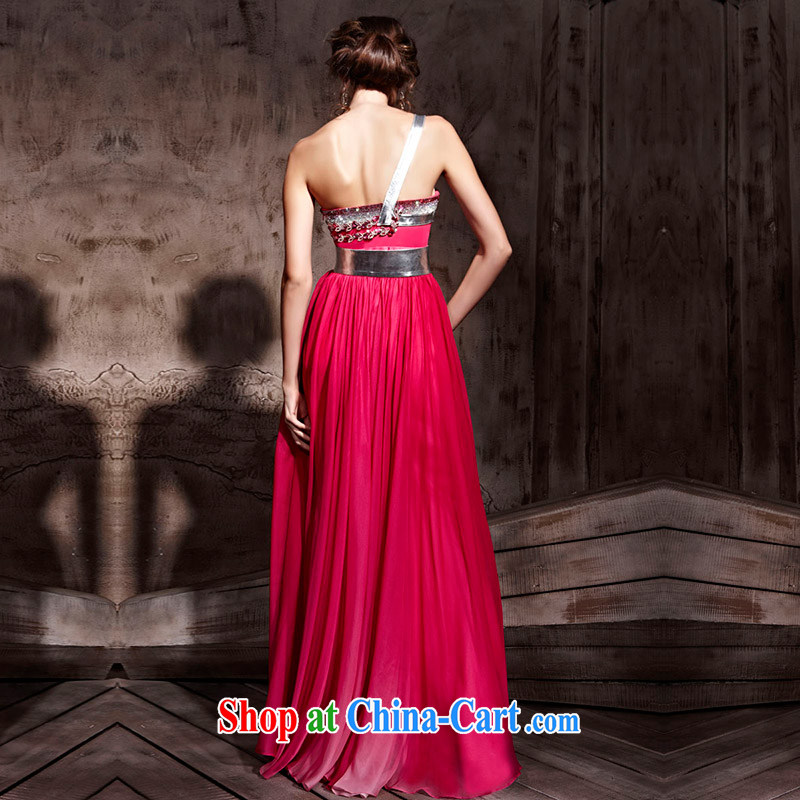 Creative Fox evening dress of red bridal wedding dresses and stylish single shoulder evening dress uniform toast stage hosted service dress evening dress long skirt 81,032 picture color XXL, creative Fox (coniefox), online shopping
