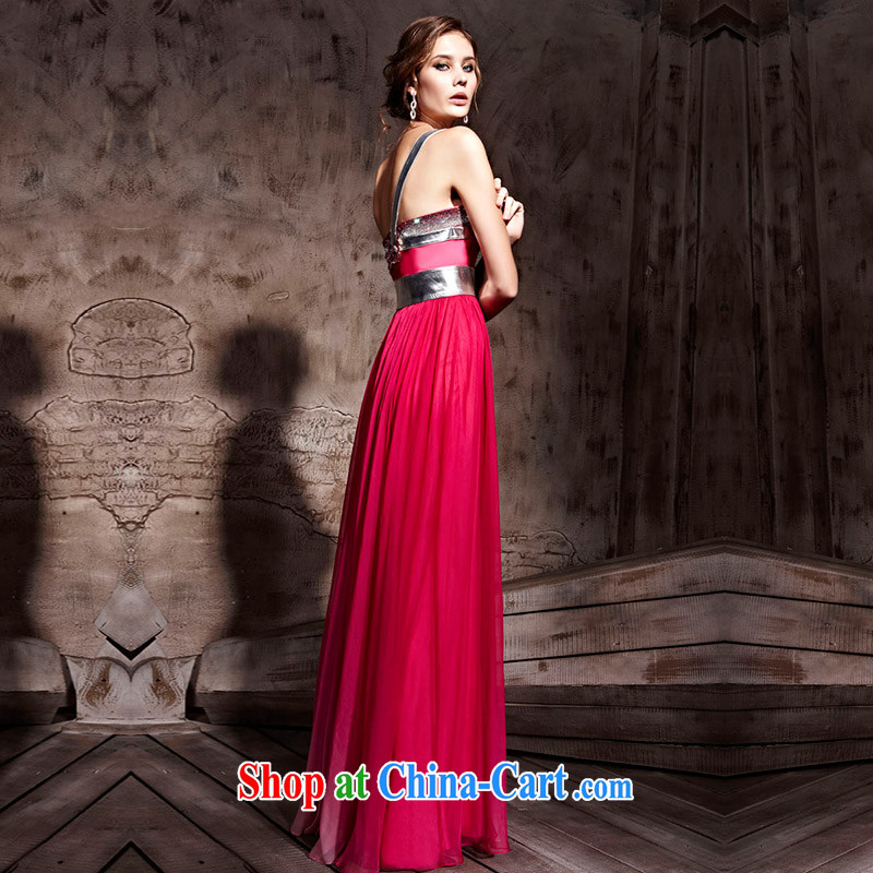 Creative Fox evening dress of red bridal wedding dresses and stylish single shoulder evening dress uniform toast stage hosted service dress evening dress long skirt 81,032 picture color XXL, creative Fox (coniefox), online shopping