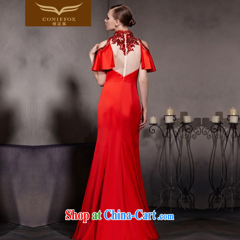 Creative Fox Evening Dress New Red wedding dress dresses crowsfoot bridal evening dress evening dress bows dress the dress courtesy service 30,535 picture color XXL, creative Fox (coniefox), online shopping