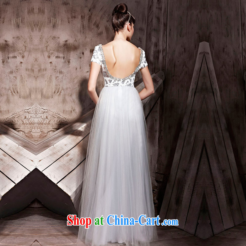 Creative Fox Tuxedo package shoulder ladies evening dress uniform bows with long dresses, elegant and noble dress long skirt the Show dress courtesy service 81,038 gray XXL, creative Fox (coniefox), online shopping