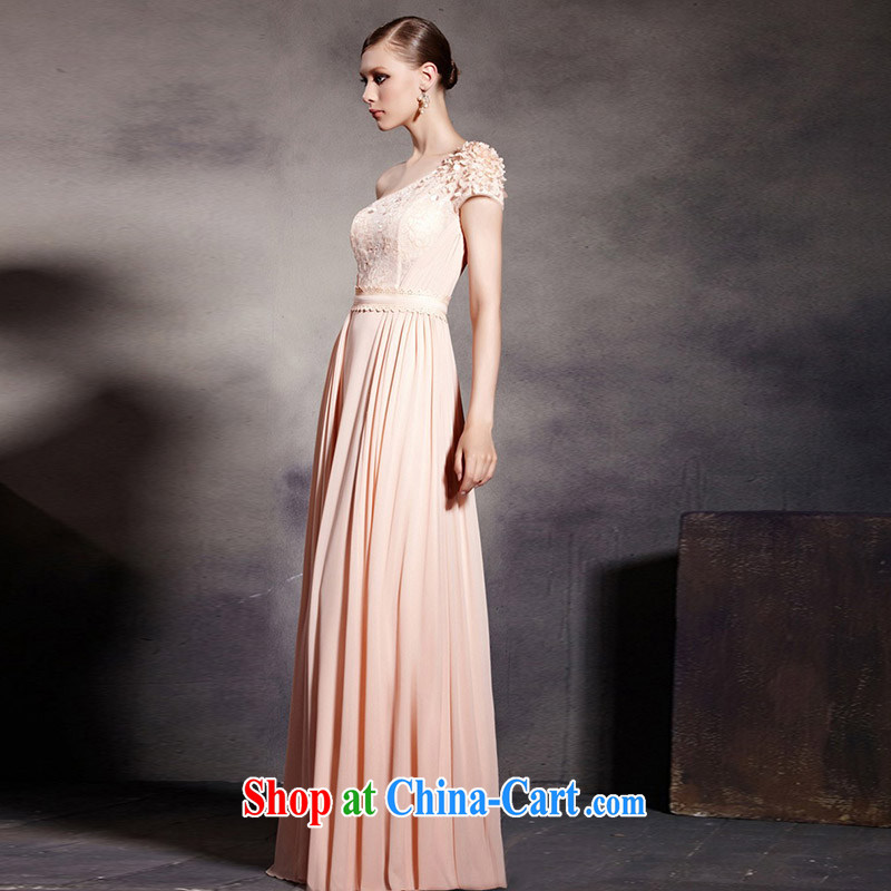 Creative Fox Evening Dress pink single shoulder banquet toast clothing fall to dress the annual dress elegant long bridesmaid dress welcome dress 30,539 picture color XXL, creative Fox (coniefox), online shopping