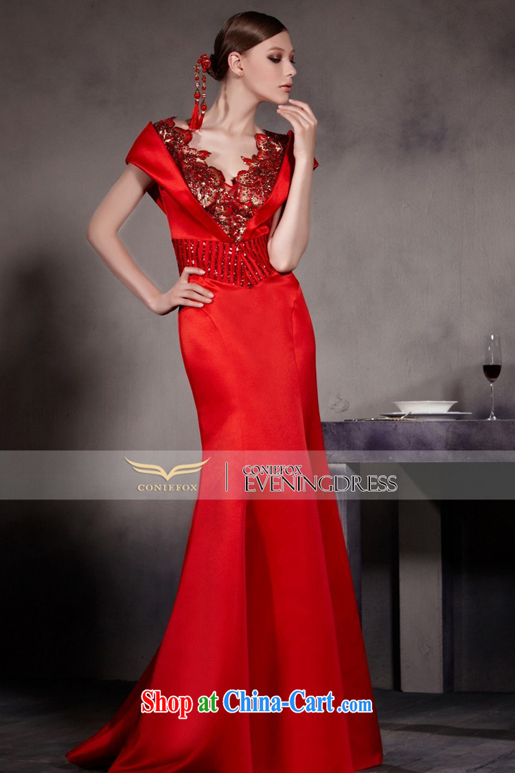 Creative Fox Evening Dress Red double-shoulder wedding dress bridal crowsfoot dress high waist bows beauty service deep V retro dress long skirt 30,566 picture color XXL pictures, price, brand platters! Elections are good character, the national distribution, so why buy now enjoy more preferential! Health