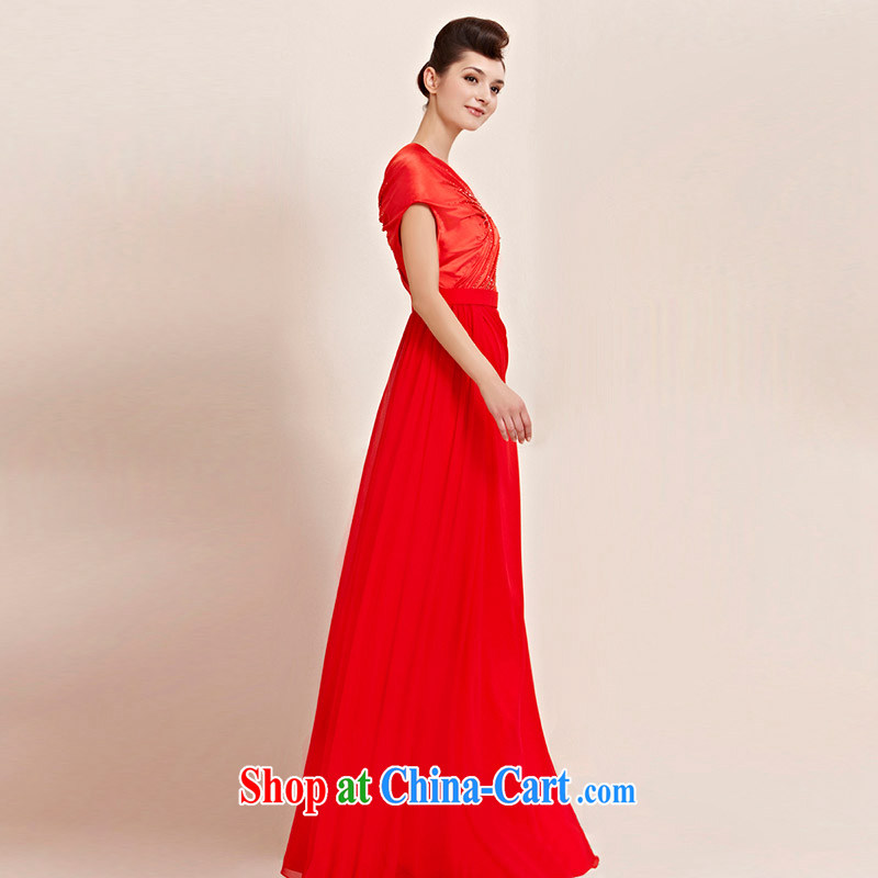 Creative Fox dress personality and wrinkles package shoulder long dress red dress video thin bridal wedding dress evening dress uniform toast welcoming service 30,088 picture color XL, creative Fox (coniefox), online shopping