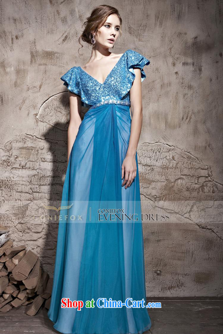Creative Fox dress V collar star evening dress blue evening dress toast stage the dress dress bridal wedding courtesy 81,083 blue S pictures, price, brand platters! Elections are good character, the national distribution, so why buy now enjoy more preferential! Health