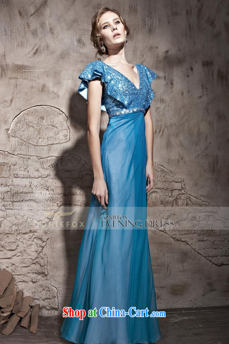 Creative Fox dress V collar star evening dress blue evening dress toast stage the dress dress bridal wedding courtesy 81,083 blue S pictures, price, brand platters! Elections are good character, the national distribution, so why buy now enjoy more preferential! Health