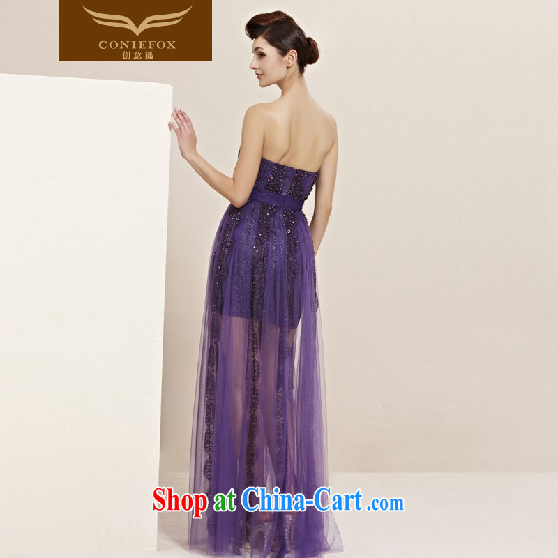 Creative Fox Evening Dress new purple elegant banquet dress wiped his chest long dresses, wedding bridesmaid dress annual concert hosted 30,098 dresses picture color XXL, creative Fox (coniefox), online shopping