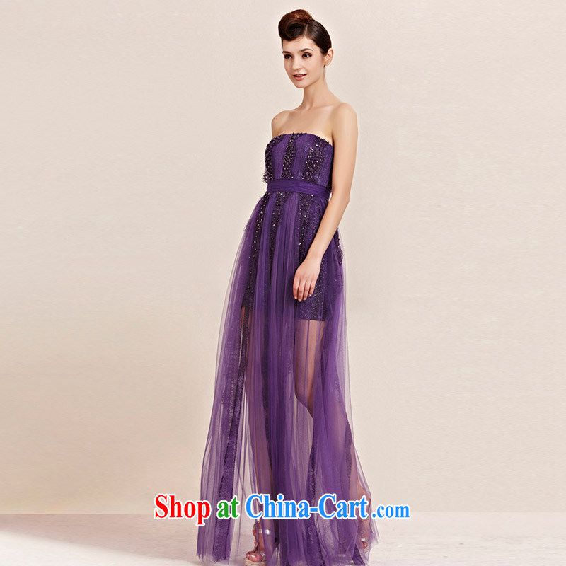Creative Fox Evening Dress new purple elegant banquet dress wiped his chest long dresses, wedding bridesmaid dress annual concert hosted 30,098 dresses picture color XXL, creative Fox (coniefox), online shopping