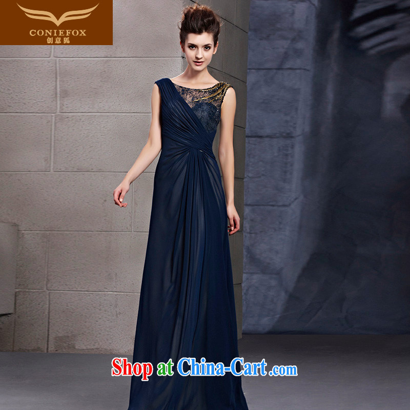 Creative Fox Evening Dress new stylish banquet dress blue evening dress toast Service Bridal wedding dresses welcome annual dress presided over 30,106 picture color XXL