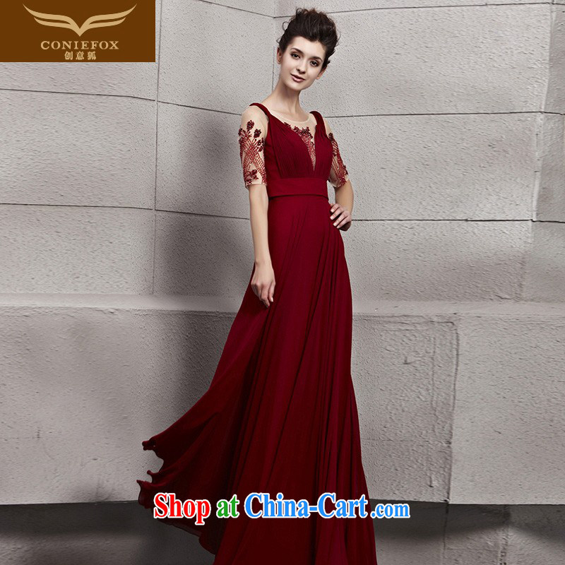 Creative Fox Evening Dress new elegant strap with dual-shoulder dress cuff in graphics thin dress red bridal wedding dress evening dress toast serving 30,119 picture color XXL