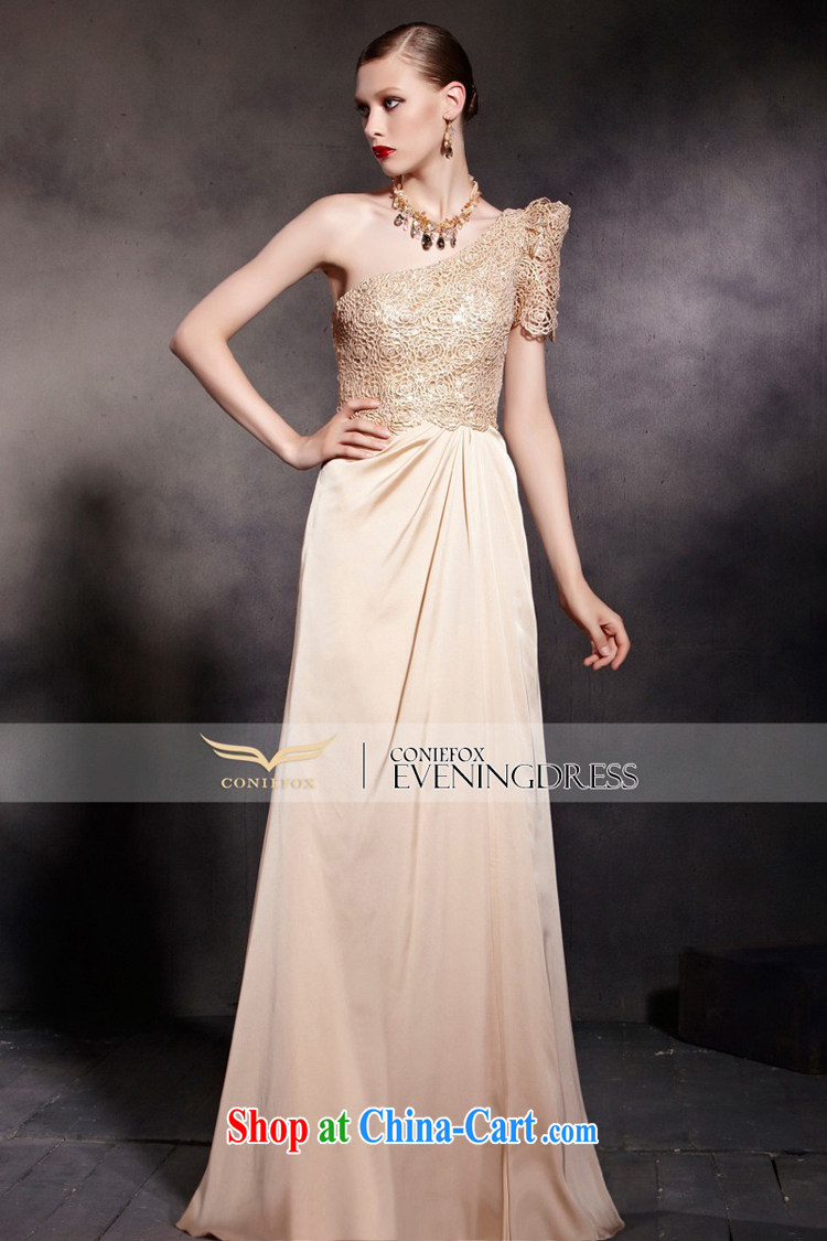 Creative Fox Evening Dress gold single shoulder dress elegant and noble a shoulder the dress stylish lace banquet evening dress uniforms long dress 30,605 picture color XXL pictures, price, brand platters! Elections are good character, the national distribution, so why buy now enjoy more preferential! Health