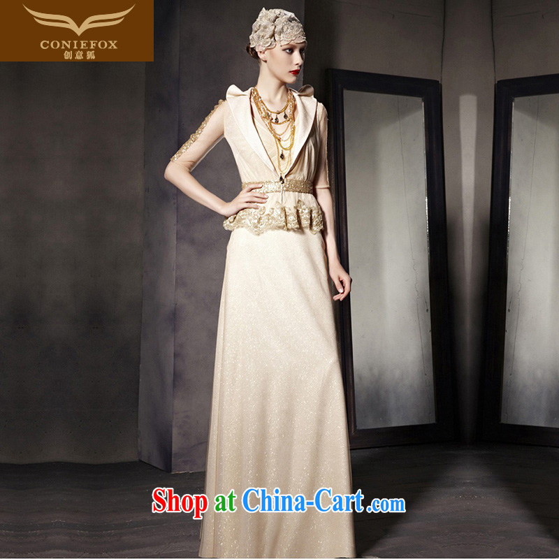 Creative Fox Evening Dress new banquet dress stylish fall dress gold, show dress long, two-piece dresses presided over 30,508 picture color L