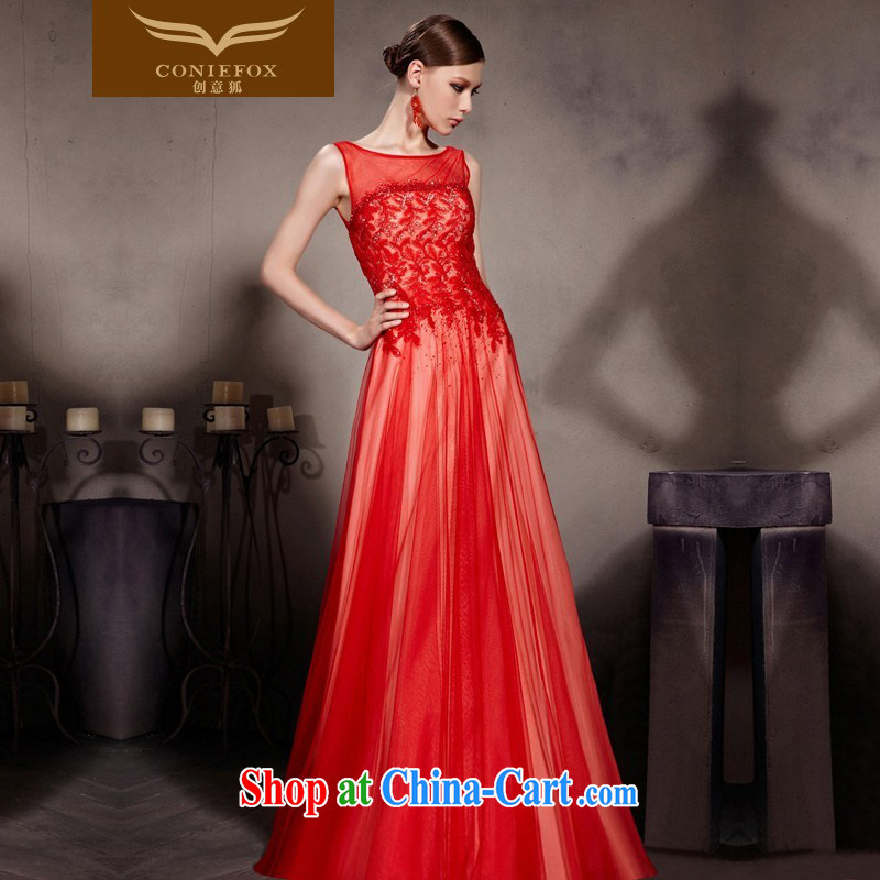 Creative Fox Evening Dress sexy shoulders red bridal wedding dress exclusive parquet drill night toast with service and stylish fall dress Red Carpet dress 30,609 picture color XXL, creative Fox (coniefox), online shopping