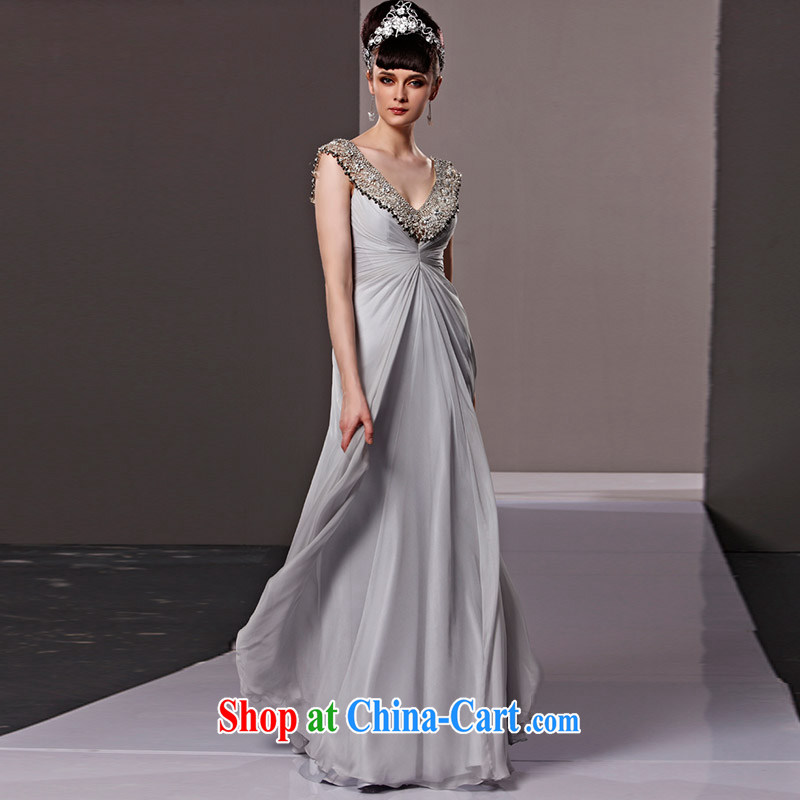 Creative Fox dress upscale luxury parquet drill banquet dress high waist long, deep V dress wedding toast service annual meeting presided over 81,112 dresses picture color S, creative Fox (coniefox), online shopping