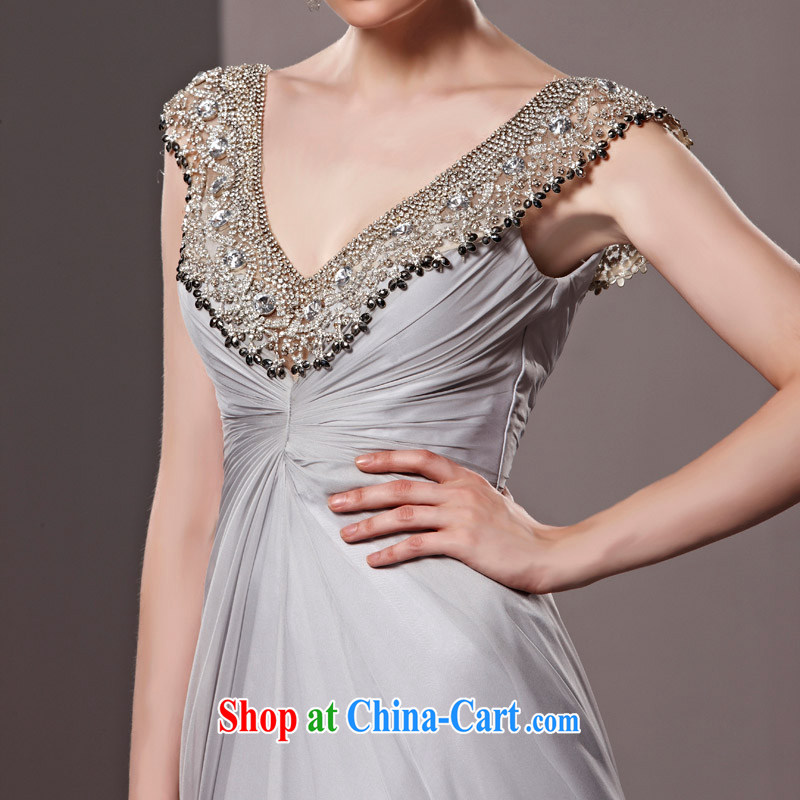 Creative Fox dress upscale luxury parquet drill banquet dress high waist long, deep V dress wedding toast service annual meeting presided over 81,112 dresses picture color S, creative Fox (coniefox), online shopping