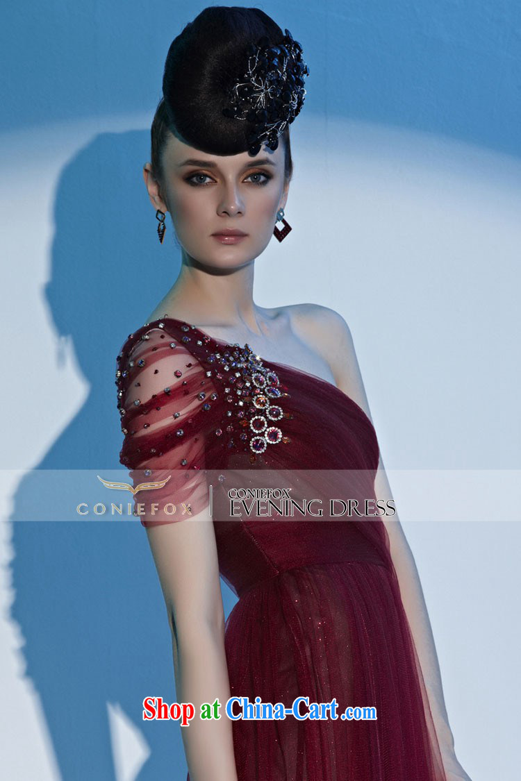 Creative Fox Tuxedo wine red bridal wedding dress elegant single shoulder-length, banquet evening dress uniform toast the dress Red Carpet Evening Dress 81,152 picture color XXL pictures, price, brand platters! Elections are good character, the national distribution, so why buy now enjoy more preferential! Health