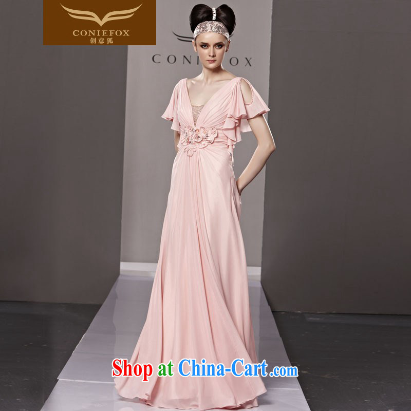 Creative Fox Evening Dress pink bridal wedding dress evening dress bows dress long, deep in Europe V banquet dress the dresses show 81,191 pictures color XXL, creative Fox (coniefox), shopping on the Internet