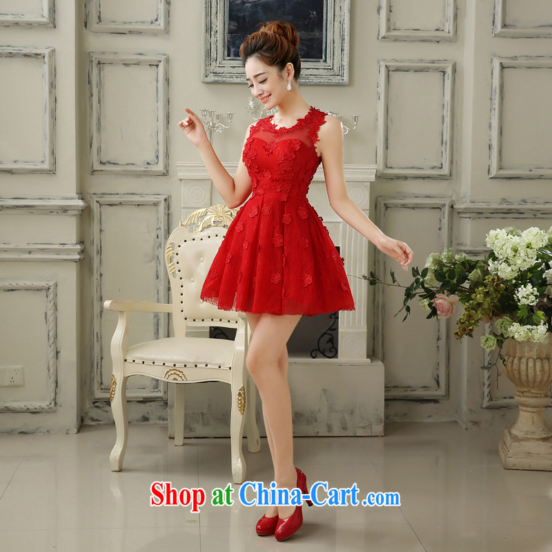 There is embroidery bridal wedding dresses 2015 new marriages red dress dress uniform toast short Evening Dress red M Suzhou shipping, is by no means a bride, shopping on the Internet