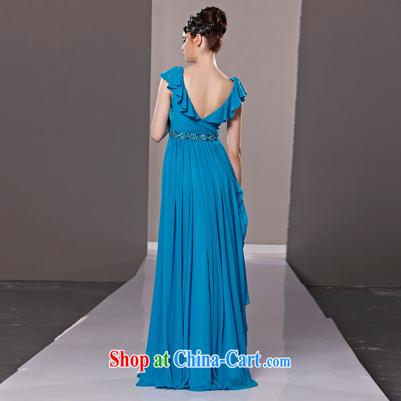 Creative Fox Evening Dress blue hosted banquet with deep V sexy wedding dress upscale bridal toast dress Red Carpet show dress long skirt 81,219 picture color XL, creative Fox (coniefox), online shopping