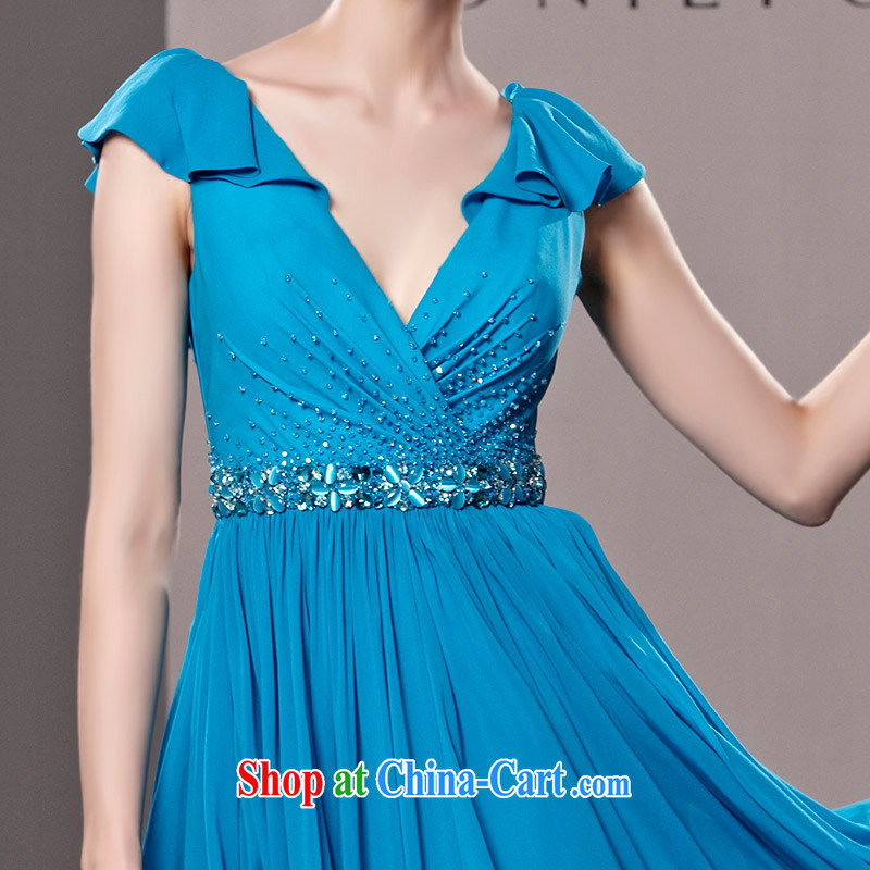 Creative Fox Evening Dress blue hosted banquet with deep V sexy wedding dress upscale bridal toast dress Red Carpet show dress long skirt 81,219 picture color XL, creative Fox (coniefox), online shopping