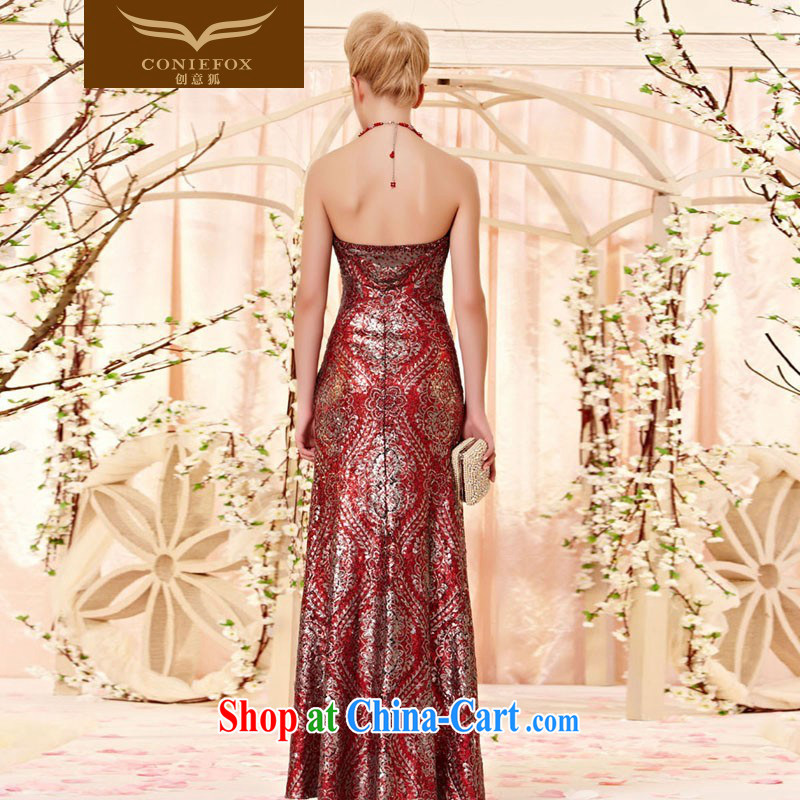 Creative Fox stylish curved collar wiped his chest banquet dress wedding toast serving good quality red carpet walk-soo evening dress the annual dress skirt 30,303 picture color XXL, creative Fox (coniefox), online shopping