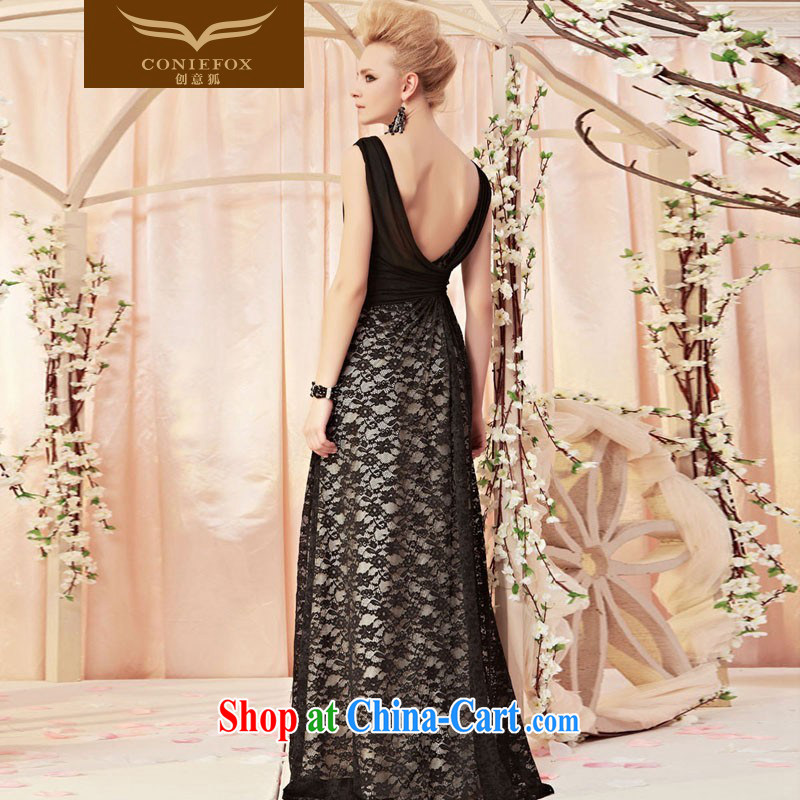 Creative Fox Tuxedo Black sexy lace banquet dress beauty long evening dress uniform toast exhibition will be the template model show dress skirt show 30,311 picture color M, creative Fox (coniefox), online shopping