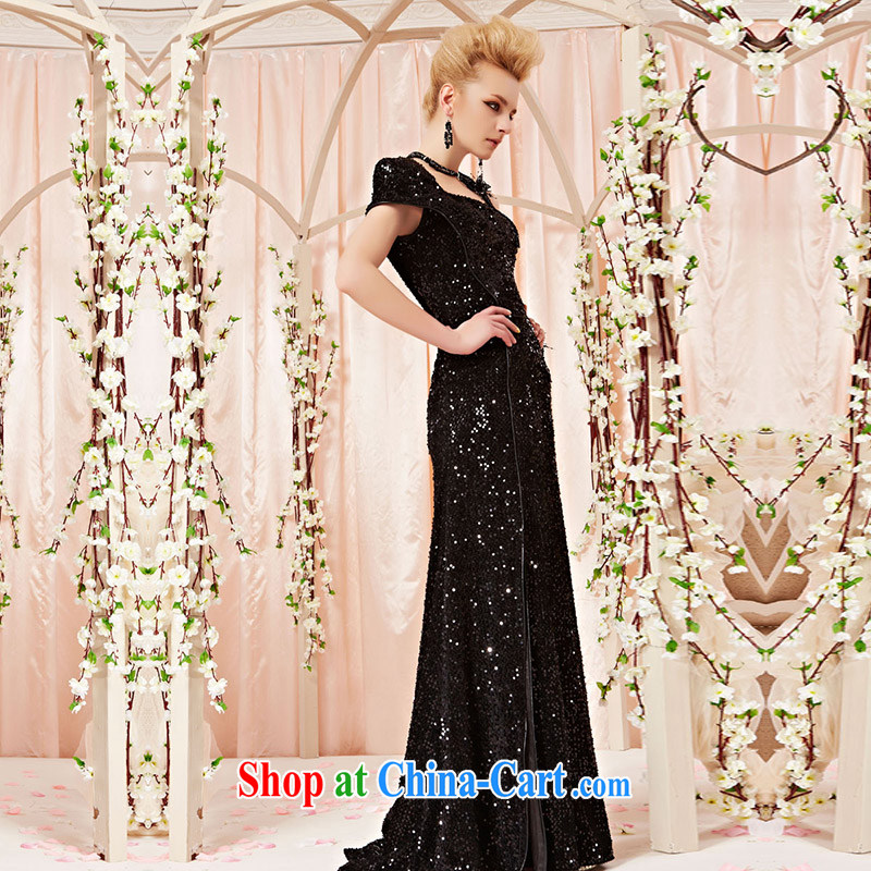 Creative Fox Evening Dress elegant single shoulder the black banquet dress, dress dress evening dress bows went up Sau annual dress presided over 30,315 picture color XL, creative Fox (coniefox), online shopping