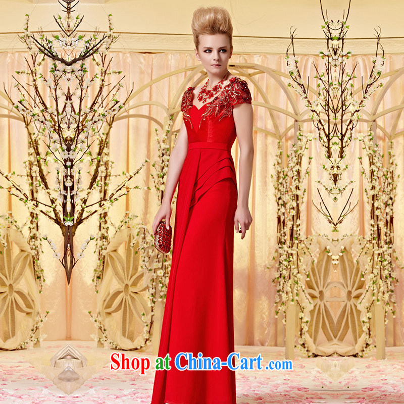 Creative Fox dress and elegant package shoulder embroidered dress skirt video thin Evening Dress bows. Elegant and classy red bridal wedding dress long, 30,320 picture color S, creative Fox (coniefox), online shopping