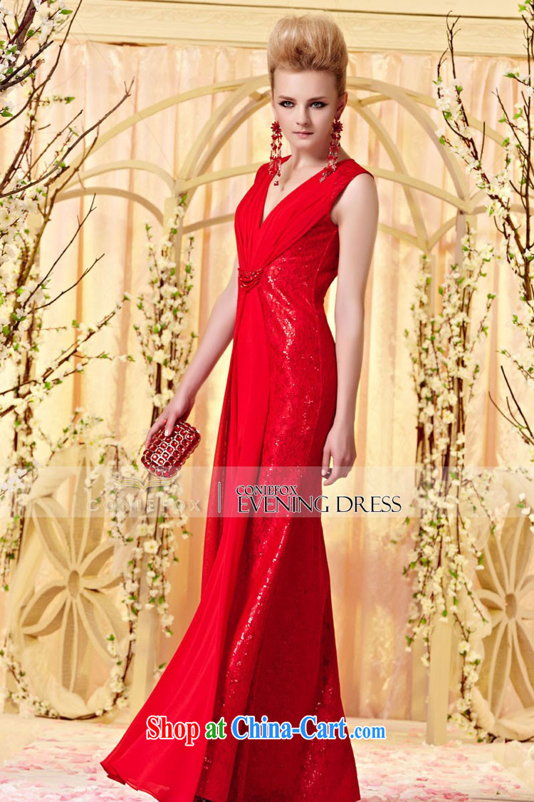 Creative Fox Evening Dress elegant sexy Deep V lace Evening Dress red toast wedding dresses evening dress long performances, Red Carpet dress 30,356 picture color XXL pictures, price, brand platters! Elections are good character, the national distribution, so why buy now enjoy more preferential! Health
