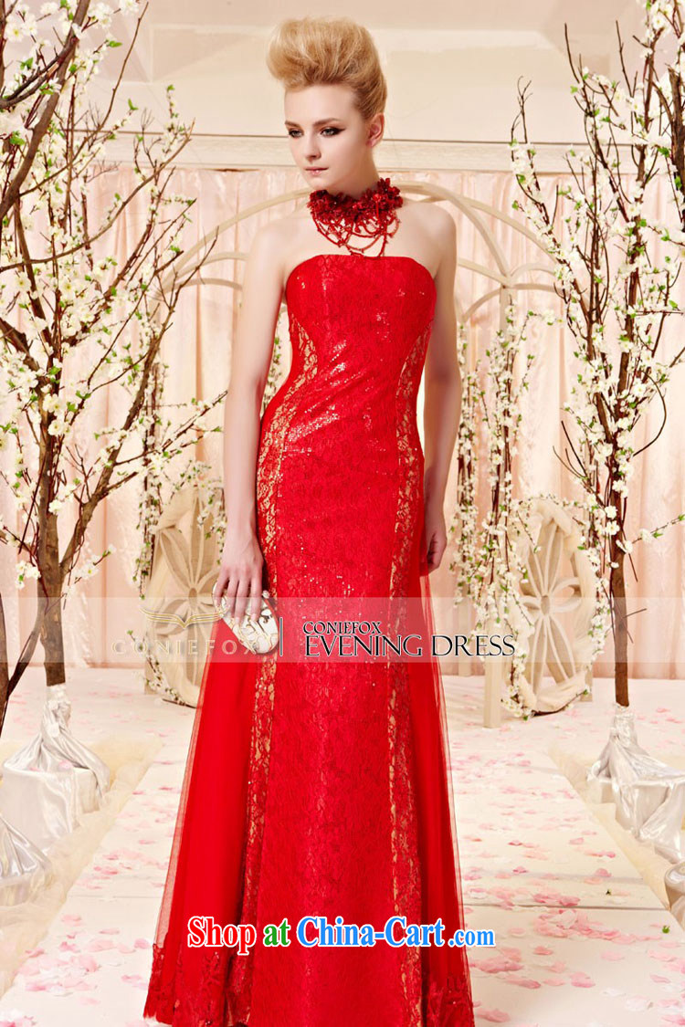 Creative Fox dress sense, only the US lace bare chest long evening dress skirt red bridal wedding dress banquet evening dress toast 30,361 picture color XXL pictures, price, brand platters! Elections are good character, the national distribution, so why buy now enjoy more preferential! Health
