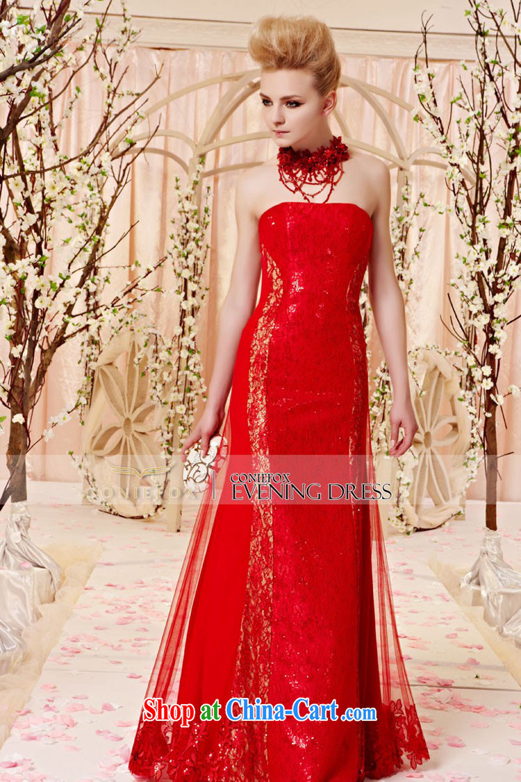 Creative Fox dress sense, only the US lace bare chest long evening dress skirt red bridal wedding dress banquet evening dress toast 30,361 picture color XXL pictures, price, brand platters! Elections are good character, the national distribution, so why buy now enjoy more preferential! Health