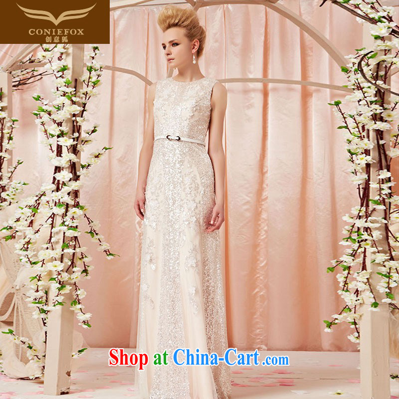 Creative Fox Evening Dress new, only the round-collar lace, dress white long wedding dress skirt the annual evening dress dress 30,390 picture color XXL
